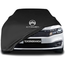Citroen C6 (2016 - ) Siyah Kumaş Araba Branda Logolu Kumaş Araba Brandası Penye Oto Branda