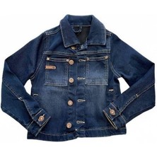 Breeze Çocuk Koyu Renk Düğme Detaylı Kot Ceket