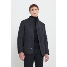 Standart Fit Normal Kesim Dik Yaka Desenli Overcoat