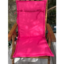 Koton Kumaş Pembe Bordo Dokuma 2 Kademeli Arkalıklı Şezlong Sandalye Minderi