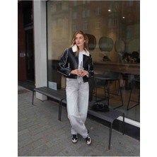Allbucks Bershka, Suni Yünlü Suni Deri Ceket Kısa Kaban ABBRS1022