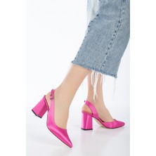 Fuşya | Saten | 34-43 Numara | Topuk Boyu 8 cm | Pad'lı Iç Taban Kadın Topuklu Ayakkabı | Shine