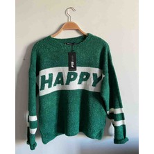 Allbucks Happy Triko Yeşil Kazak