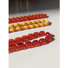 Sancaktar Tesbihçilik Ateş Kehribar Tesbih, 8.5 x 10 mm, Kapsül Kesim, Metal Püskül