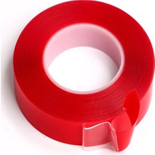Ozcmax Çift Taraflı Akrilik Silikonize Bant 18 mm x 2 Metre Kırmızı Vhb