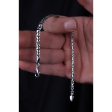 Encili Silver 925 Ayar Gümüş 4,5 mm Ezme Kral Zincir Model Erkek Bileklik