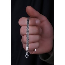 Encili Silver 925 Ayar Gümüş 4,5 mm Ezme Kral Zincir Model Erkek Bileklik