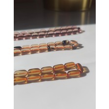Sancaktar Tesbihçilik Ateş Kehribar Tesbih, 6 x 11.5 mm, Kapsül Kesim, Sıralı Dizi Püskül