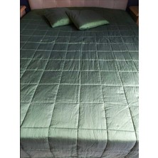 Ipek Şantuk Yeşil Çift Kişilik Yatak Örtüsü 280X300CM 2 Adet Kırlent , Muhteşem (1 Adet Set)