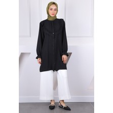 İmaj Butik Siyah Önü Fırfırlı Ayrobin Tunik