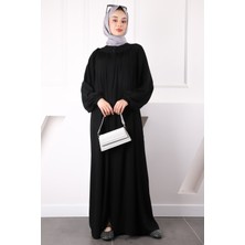 İmaj Butik Siyah Kol Lastikli Fermuarlı Ferace