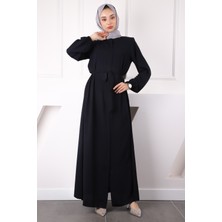 İmaj Butik Lacivert Kol Lastikli Fermuarlı Ferace