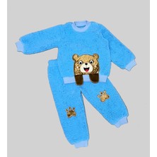 Narnuga Miraylife 1-2-3 Yaş Sallanan El Ayıcıklı Kuzu Kumaş Sweat Patili Pantolon Uzun Kollu Kız Erkek 2 Li Takımı
