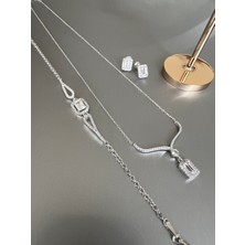 Zeta Jewel Baget Taşlı Üçlü Set (Kolye-Küpe-Bileklik)
