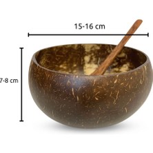 Coconut Products Jumbo Boy Hindistan Cevizi Kase, Kaşık Ve Kase Altlığı - Bowl Kasesi - Bowl Kaşığı - Coconut Bowl