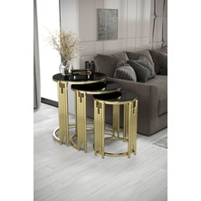 Home Plus Mobilya Piyano Zigon Sehpa Gold Ayak Siyah Ayna