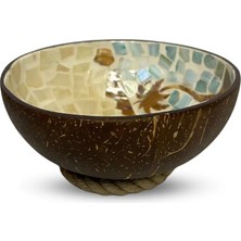 Coconut Products Sedef Kaplama Manzara Desenli Hindistan Cevizi Kase & Hasır Kase Altlığı - Coconut Kase - Çerezlik