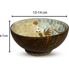 Coconut Products Sedef Kaplama Manzara Desenli Hindistan Cevizi Kase & Hasır Kase Altlığı - Coconut Kase - Çerezlik