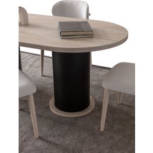 EDSY HOME Traverten Oval 4 Sandalyeli Masa Takımı ( Ayaklar Plastik )
