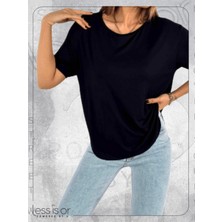 lessisor.co Kadim Ra Sembollü Lazer Kesim Siyah Basic Tshirt