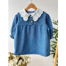 Tude Kids Kız Çocuk Fisto Yakalı Kot/Denim Elbise