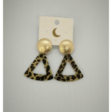 Broch Gold Plaka Ucunda Leopar Küpe