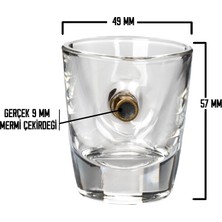 Gerçek 9mm Mermili Shot Tekila Likör Özel Bardağı 6'lı Set Mermi Çekirdeği Hediye Seti