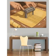 Makarna Kesim Sanatı Dekoratif Kanvas - Mdf Ahşap Tablo