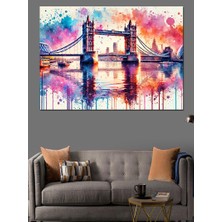 Renkli Londra Köprüsü Dekoratif Kanvas - Mdf Ahşap Tablo