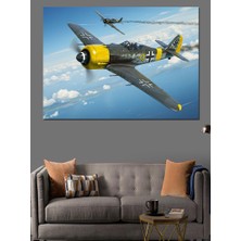Havada Savaş Uçağı Dekoratif Kanvas - Mdf Ahşap Tablo