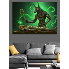 Antik Tanrı Anubis Dekoratif Kanvas - Mdf Ahşap Tablo