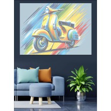 Retro Vespa Rüzgarı Dekoratif Kanvas - Mdf Ahşap Tablo