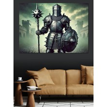 Zırhlı Savaşçı Figürü Dekoratif Kanvas - Mdf Ahşap Tablo