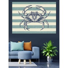 Vintage Yengeç Çizimi Dekoratif Kanvas - Mdf Ahşap Tablo