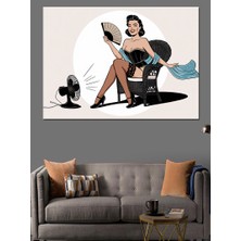 Retro Pin-Up Kadın ve Hayranı Dekoratif Kanvas - Mdf Ahşap Tablo