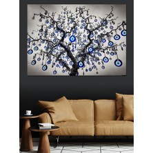 Nazar Boncuklu Hayat Ağacı Dekoratif Kanvas - Mdf Ahşap Tablo