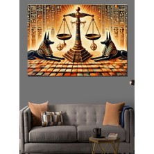 Mısır Temalı Adalet Terazisi Dekoratif Kanvas - Mdf Ahşap Tablo