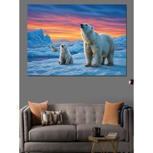 Kutup Ayıları ve Buz Dekoratif Kanvas - Mdf Ahşap Tablo