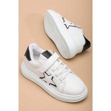 Erkek Çocuk Spor Ayakkabı Beyaz Cırtlı Yıldız Model Dikişli Taban