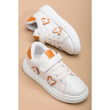 Kız Çocuk Spor Ayakkabı Turuncu Kelebek Model Dikişli Taban