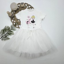 Miraylife 5-6-7 Yaş Flamingo Balerin Kız Baskılı Kurdela Kuşaklı Astarlı Kız Çocuk Tütü Elbise