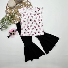 Narnuga Miraylife 1-2-3-4 Yaş Mickey Baskılı Bandanalı Tişört Ispanyol Paçalı Likralı 3lü Kız Çocuk Takımı