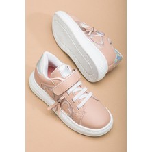 Kız Çocuk Spor Ayakkabı Pudra Yan Püskül Dikişli Taban