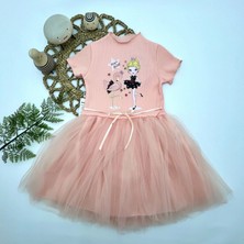Miraylife 5-6-7 Yaş Flamingo Balerin Kız Baskılı Kurdela Kuşaklı Astarlı Kız Çocuk Tütü Elbise