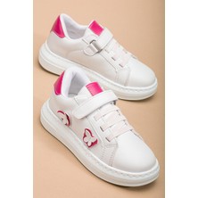 Kız Çocuk Spor Ayakkabı Fuşya Kelebek Model Dikişli Taban