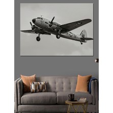 Eski Askeri Uçak Çizimi Dekoratif Kanvas - Mdf Ahşap Tablo