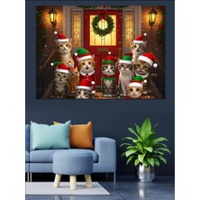 Noel Ruhu ve Sevimli Kediler Dekoratif Kanvas - Mdf Ahşap Tablo