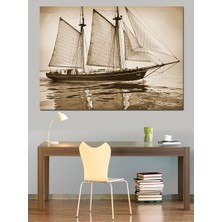 Eski Yelkenli Gemi Çizimi Dekoratif Kanvas - Mdf Ahşap Tablo