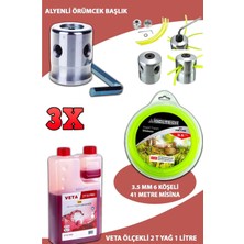 Germany Style Tırpan Örümcek Başlığı 1 Litre 2 T Yağ ve 6 Köşe 3.5 mm 41 Metre Tırpan Misinası Sağla