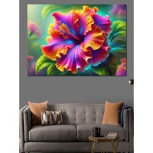 Canlı Renklerde Egzotik Çiçek Dekoratif Kanvas - Mdf Ahşap Tablo